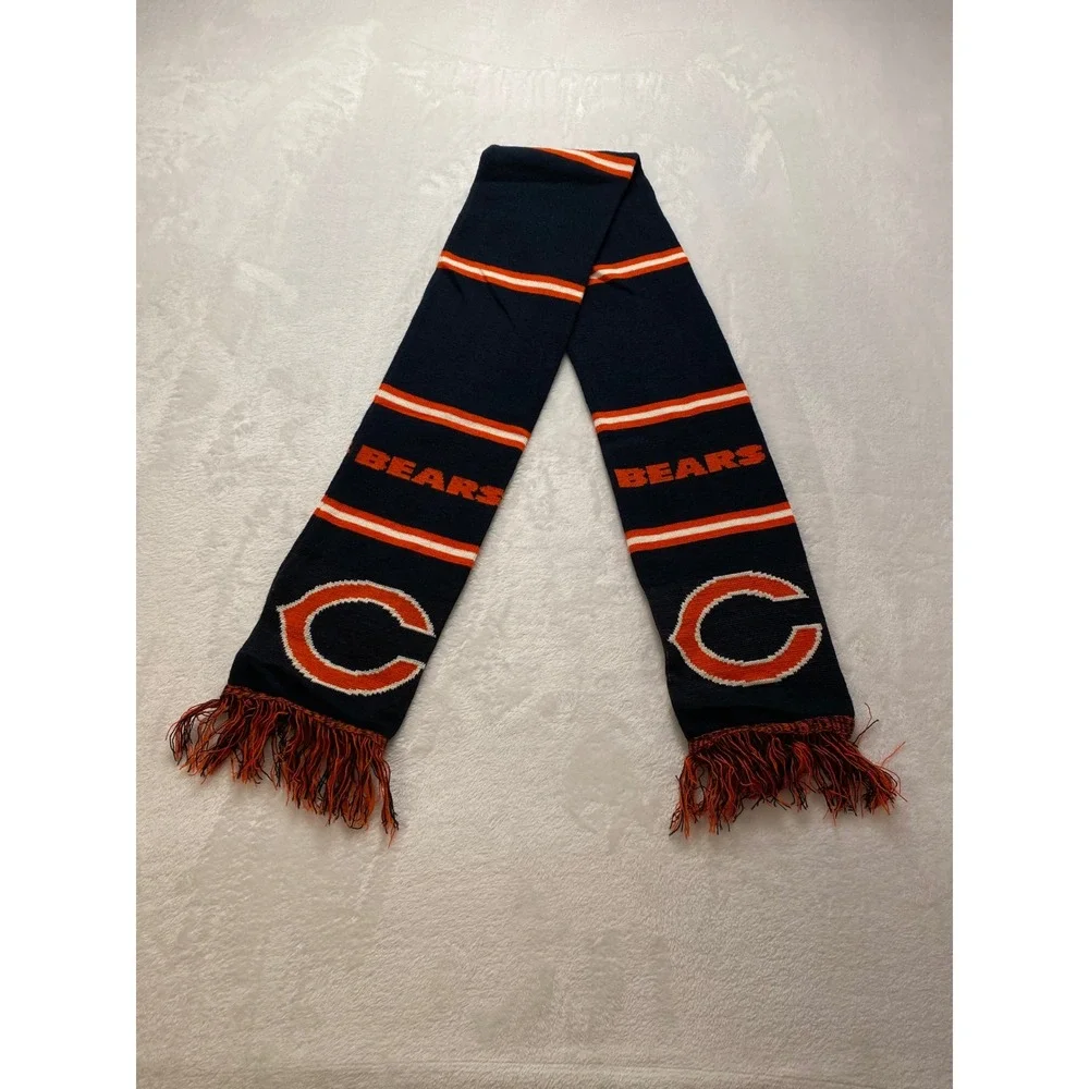 Forever Collectibles Chicago Bears Scarf Navy Orange White Knit NFL Fan Gear‎
